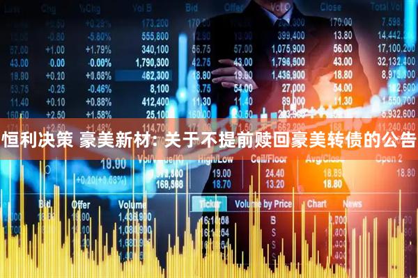 恒利决策 豪美新材: 关于不提前赎回豪美转债的公告